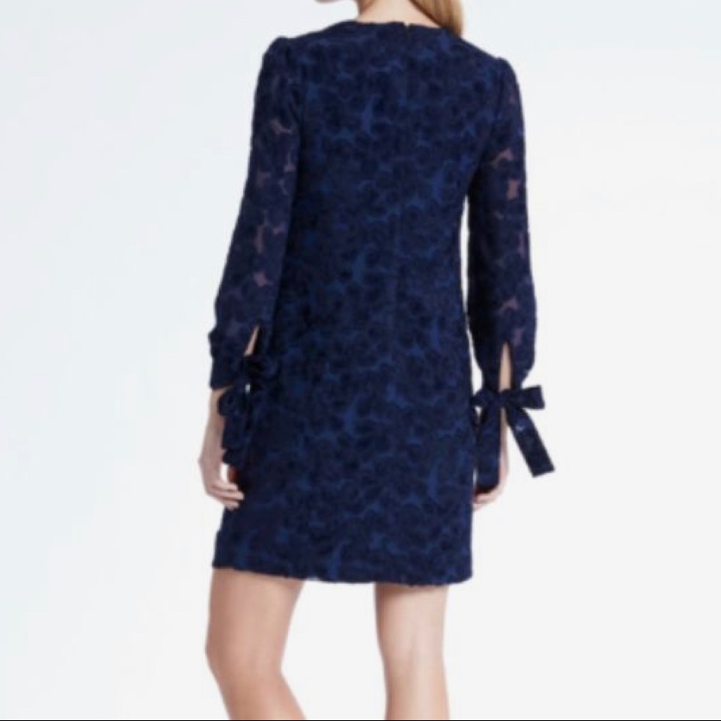 Hold Fuzzy Knit Bow Bubble Sleeve Dress